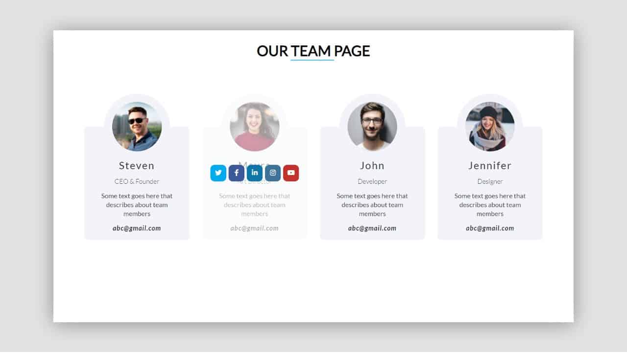 create responsive our team section