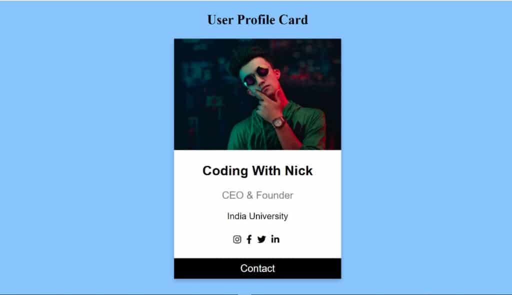 Profile Card using HTML and CSS