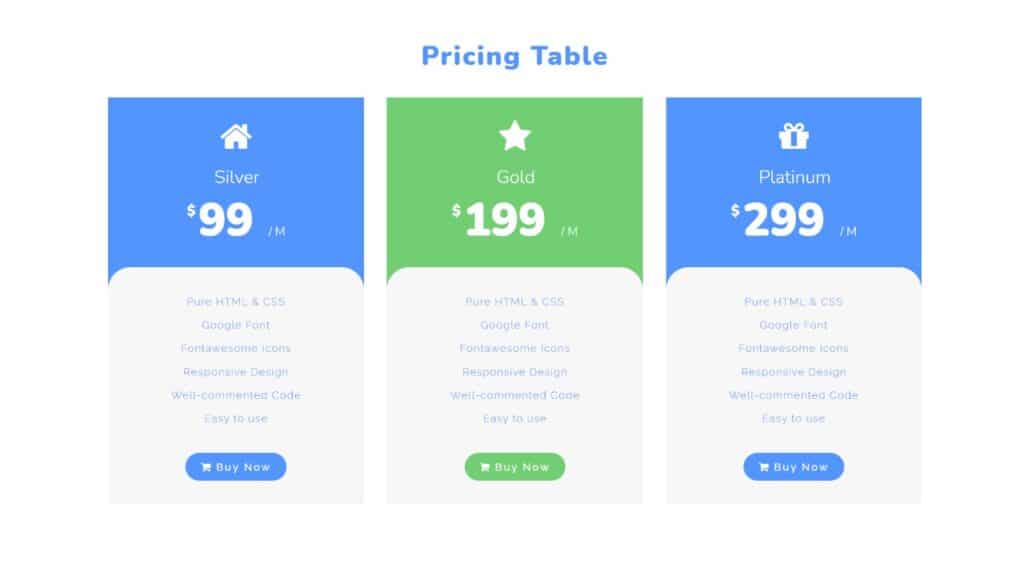 Create A Pricing Table Using Html Css - Coding With Nick