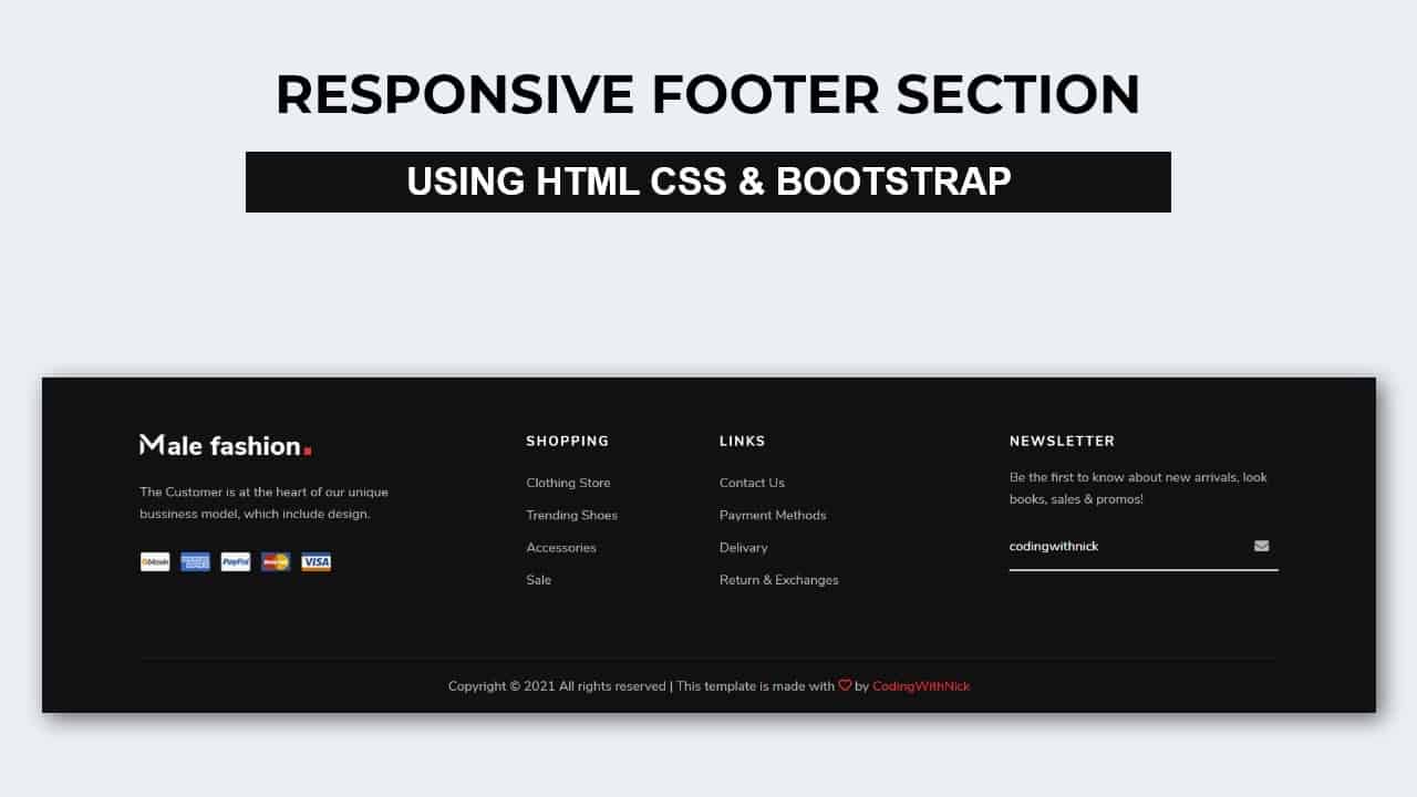 responsive footer html css | Bootstrap footer design