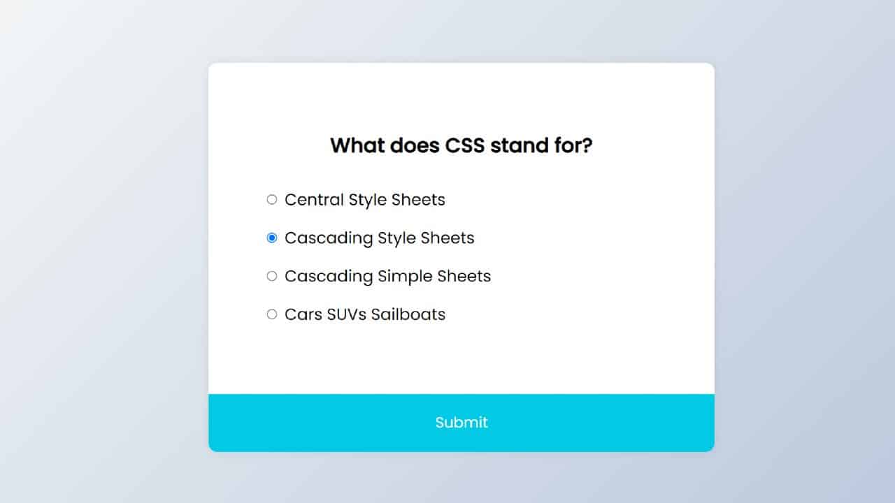 create a quiz app using html css javascript