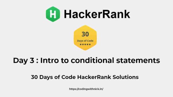 Hackerrank Day 3 Intro To Conditional Statements Solution Coding